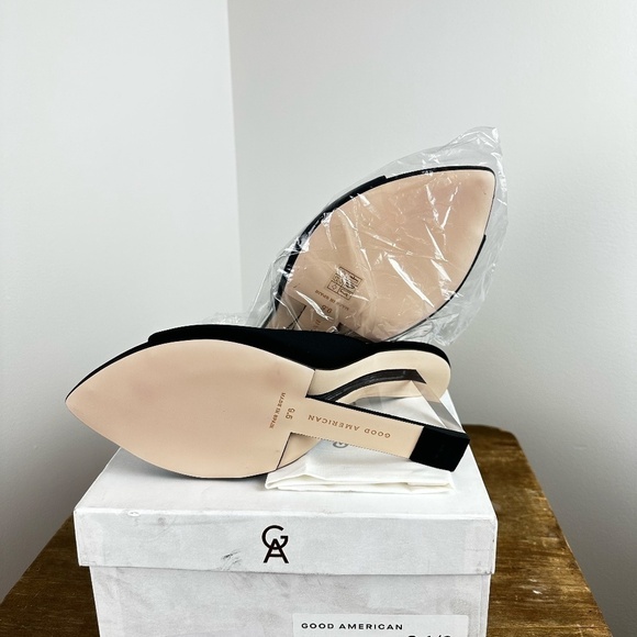 NIB- Good American Clear Wedge Sandals Size 9.5 Neoprene GA368N-X - Picture 4 of 7